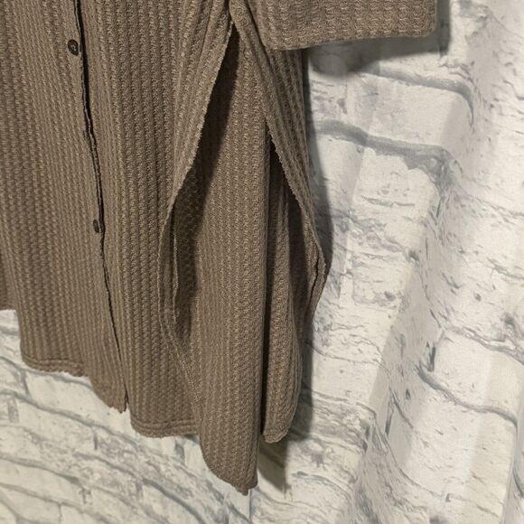 Mittoshop Cardigan Womens S/M Brown Button Front Long Sleeve Side Slit - Picture 6 of 16